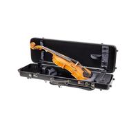Crossrock Estuche rectangular de policarbonato para violín de tamaño completo 4/4, acabado negro mate, higrómetro, bolsa de música, almacenamiento de accesorios, carcasa rígida ligera