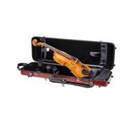 Crossrock Estuche rectangular de policarbonato para violín de tamaño completo 4/4, acabado rojo mate, higrómetro, bolsa de música, almacenamiento de accesorios, carcasa rígida ligera