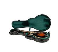 Crossrock Funda Air Carbon para mandolina estilo F (se adapta a Gibson F5) | Acabado brillante de tejido de carbono 3K en verde carreras, bloqueo TSA, correas de mochila, cubierta antipolvo - Elite