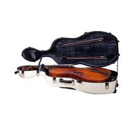 Crossrock Funda de fibra de vidrio con ruedas, se adapta a 4/4 de tamaño completo, incluye bolsa acolchada para música, 3 asas, correas de hombro extraíbles, cerradura de combinación, color blanco