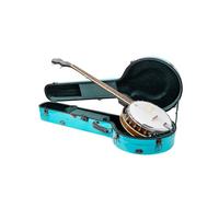 Crossrock Funda de fibra de vidrio para banjo, se adapta a Mastertone y la mayoría de los estilos de 5 cuerdas, con compartimento interior, correas de mochila, higrómetro, cerradura TSA azul menta