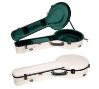Crossrock Funda de Fibra de Vidrio para Banjo Tenor de 4 Cuerdas, Acabado Blanco lechoso, Cierre TSA, Correas de Mochila, higrómetro, Almacenamiento Interno, Estilo resonador (CRF2023TBJMW)