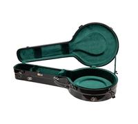 Crossrock Funda de fibra de vidrio para banjo tenor de 4 cuerdas, acabado negro brillante, bloqueo TSA, correas de mochila, higrómetro, almacenamiento interno, estilo resonador, negro (CRF2023TBJBK)