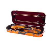Crossrock Funda de fibra de vidrio para dos violines de tamaño completo 4/4 con correas de hombro extraíbles, naranja (CRF1020DVOR)