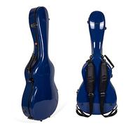 Crossrock Funda de fibra de vidrio para guitarra acústica 000/OM de 12 pies, con compartimento para accesorios, correas de mochila, candado TSA, azul marino (CRF2020-00012NVBL)