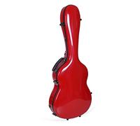Crossrock Funda de fibra de vidrio para guitarra clásica de lujo, tamaño completo 4/4, color rojo (CRF2020CRD)