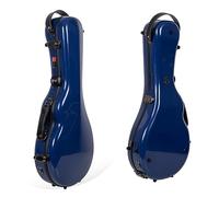 Crossrock Funda de Fibra de Vidrio para mandolina, contorneada para Estilo A y F (Ajuste Universal), Color Azul Marino Brillante, Terciopelo Verde Bosque, Cerradura TSA, Correas de Mochila