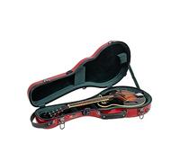 Crossrock Funda de fibra de vidrio para mandolina, contorneada para estilo A y F (ajuste universal), color rojo brillante, terciopelo verde bosque, cerradura TSA, correas de mochila, compartimento