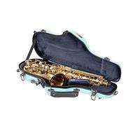 Crossrock Funda de fibra de vidrio para saxofón alto, incluye bolsillo para accesorios, correas de hombro extraíbles, bloqueo TSA, azul claro (CRF1020ASLB)