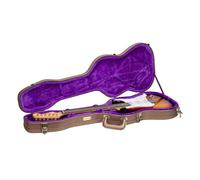 Crossrock Funda de Madera contorneada para Guitarra eléctrica Stratocaster y Telecaster | Acabado, Interior de Terciopelo Morado, Cerradura - Serie Designer - Marrón Chocolate (CRW520STCB)