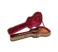 Crossrock Funda de Madera para Guitarras eléctricas semihuecas de 6 Cuerdas Estilo 335, Cierres de Acero Inoxidable, Forro de Esponja, Patas de Metal, Espacio de Almacenamiento, Tweed de Vinilo