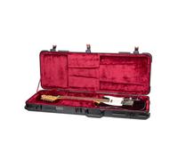 Crossrock Funda de Vuelo de Guitarra eléctrica ABS para Stratocaster y Telecaster, Acabado Negro Mate, Interior de Terciopelo borgoña, Cerradura TSA, Serie Moldeada