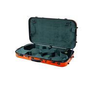 Crossrock, Funda doble de fibra de vidrio de 0 cuerdas, se adapta a mandolina estilo A/F y correas de violín 4/4, compartimentos interiores, acolchado fijo y extraíble, incluye candado TSA naranja,