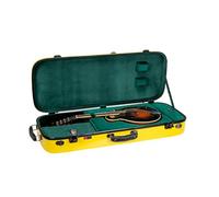 Crossrock Funda doble de fibra de vidrio, mandolinas universales a estilo A&F, con compartimentos para accesorios, correas de hombro extraíbles, cerradura TSA amarillo (CRF2020MAFYL-R)