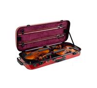 Crossrock Funda doble de fibra de vidrio para violín para dos violines 4/4 de tamaño completo, estilo mochila en rojo (CRF1000DVRE)