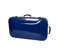 Crossrock Funda doble de fibra de vidrio para violín y viola, capacidad para 1 violín y 15 ~ 16.5 pulgadas, incluye cerradura TSA, manta protectora, higrómetro, correas de hombro extraíbles, azul