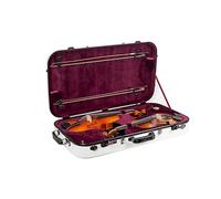Crossrock Funda doble de fibra de vidrio para violín y viola, capacidad para 1 violín y viola, de 15 a 16.5 pulgadas, incluye bloqueo TSA, manta protectora, higrómetro, correas de hombro extraíbles,