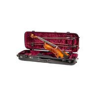 Crossrock Funda Oblonga de Fibra de Vidrio para violín 4/4 de tamaño Completo, Incluye Cerradura TSA, Manta Protectora, higrómetro, Compartimentos para Accesorios, Negro (CRF2020VBK-R)