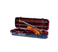 Crossrock Funda oblonga de fibra de vidrio para violín 4/4 de tamaño completo, incluye cerradura TSA, manta protectora, higrómetro, compartimentos para accesorios, azul marino (CRF2020VNVBL-R)