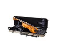 Crossrock Funda oblonga de policarbonato para violín 4/4 de tamaño completo, incluye manta protectora, bolsa exterior para música, higrómetro, bolsillo para accesorios, correas desmontables, color