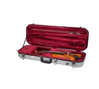 Crossrock Funda Oblonga para violín 4/4 de tamaño Completo, Incluye Compartimento Interior, 2 Soportes para Arco, Bloqueo de Seguridad y Correas Desmontables, Color Plateado (CRA860VFSL-R)