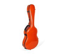 Crossrock Funda para Guitarra clásica de Fibra de Vidrio para Cuerda de Nailon 4/4, Carcasa Naranja Brillante, Cerradura TSA, Interior de Terciopelo Azul, Funda Moldeada Ligera para Viajes, Orange