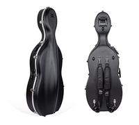 Crossrock Estuche para violonchelo de tamaño 3/4 y 4/4 | Carcasa rígida moldeada de ABS con ruedas, cerradura, bolsillo para accesorios y correas de mochila, color negro (CRA862CEFBK)