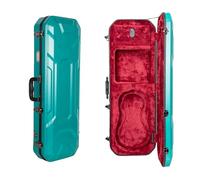 Crossrock Funda rectangular para violín 4/4 de tamaño completo, incluye compartimento interior, 2 soportes para arco, bloqueo de seguridad y correas desmontables, color azul menta (CRA860VFMB-R)