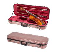 Crossrock Funda rectangular para violín 4/4 de tamaño completo, incluye compartimento interior, 2 soportes para arco, bloqueo de seguridad y correas desmontables, color oro rosa (CRA860VFRG-R)
