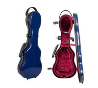Crossrock Funda rígida para Ukelele de Concierto, 100% Fibra de Vidrio con Cierres de Marca, Cerradura TSA, Compartimento para Accesorios y Correas Desmontables, Color Azul Marino (CRF2030CUNVBL),