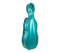 Crossrock Maletín para violonchelo de tamaño 3/4 y 4/4, carcasa rígida ABS con ruedas, bolsillo para accesorios, 2 soportes de arco, candado de seguridad y correas extraíbles, color azul menta