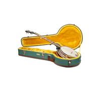 Crossrock Master Series CRW720BJMB - Estuche de madera de 5 cuerdas resonador de estilo banjos, cerradura de seguridad, mango de cuero auténtico, herrajes reforzados, patas de metal, espacio de