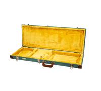 Crossrock Master Series CRW720EMB, Funda de Madera para Guitarra eléctrica Telecaster y Stratocaster, Cerradura de Seguridad, Mango de Cuero auténtico, herrajes Reforzados, Patas de Metal, Espacio de