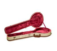 Crossrock Master Series CRW720OBJFT - Bolso banjos de madera, espalda abierta, cierre de seguridad, asa de piel auténtica, hardware reforzado, patas metálicas, espacio de almacenamiento, tweed de tela