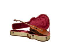 Crossrock Master Series CRW720OMFT - Funda de madera para guitarra acústica OM/Martin 000-14, cerradura de seguridad, mango de piel auténtica, herrajes reforzados, patas de metal, espacio de