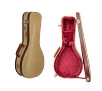 Crossrock Master Series - Estuche para mandolina estilo A | Exterior de tweed de tela clásica, carcasa de madera rediseñada, mango de cuero, correas de mochila e interior de terciopelo rojo profundo
