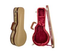 Crossrock Master Series - Estuche para mandolina estilo F | Exterior de tweed de tela clásica, carcasa de madera rediseñada, mango de cuero, correas de mochila e interior de terciopelo rojo profundo