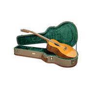 Crossrock Master Series - Funda para guitarra Gibson SJ-200, tela de tweed ecológica verde oliva, carcasa rediseñada, mango de cuero e interior de terciopelo verde bosque personalizado (CRW720SBOG)