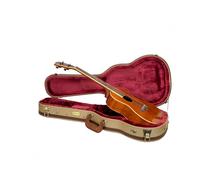 Crossrock Master Series - Funda para Ukelele barítono de 30 y 31 Pulgadas, Exterior de Tela clásica de Tweed, Carcasa rediseñada, Correas de Mochila y Mango de Cuero, Interior de Terciopelo Rojo