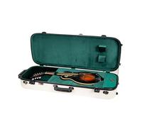 Crossrock Pro Travel Series Pro Travel Series - Estuche Rectangular de Fibra de Vidrio para mandolina Estilo F (se Adapta a Gibson F5, L/R Hand), Color Blanco lechoso, Terciopelo Verde Bosque