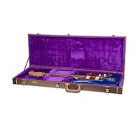 Crossrock Rectangular Wooden Electric Guitar Case for Jazzmaster & Jaguar | Chocolate Brown Finish, Purple Velvet Interior, Lock - Designer Series(CRW520JMCB)