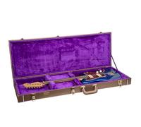 Crossrock Rectangular Wooden Electric Guitar Case for Jazzmaster & Jaguar | Chocolate Brown Finish, Purple Velvet Interior, Lock - Designer Series(CRW520JMCB)