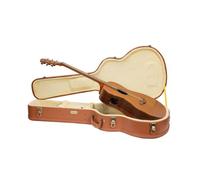 Crossrock Relief Series OM - Funda de Guitarra para traste Martin 000-14 | Acabado de Madera roja Tallada, Interior de Forro Polar Marfil, Cerradura - Carcasa rígida de Madera arqueada