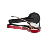 Crossrock Resonador de 5 Cuerdas y Estuche Gibson Tenor Banjo | Carcasa rígida Moldeada de ABS con Bloqueo de Seguridad, Patas de Metal y Correas Desmontables, Color Rojo (CRA861BJRD)