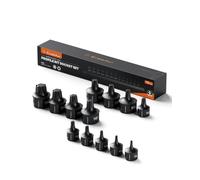 Crosstar Juego de 13 puntas Torx de impacto de 1/4" y 3/8" T8-T60 S2 de acero macizo, hexagonales exteriores de protección de rodadura, kit profesional para coche, motor y electrodomésticos.