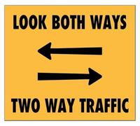 Crosswalk Safety Look Both Ways Arrow Sign 12x8 Inch