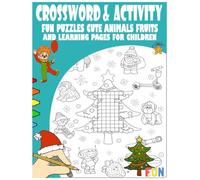 Crossword & Coloring Activity Book - Fun Puzzles, Cute Animals, Fruits, and Learning Pages for Children