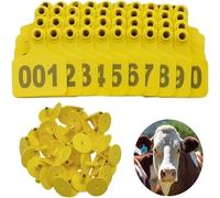 Crotal para oreja de vaca, crotal para identificación de animales bovinos con números 001-100/101-200/201-300~801-900/901-1000, adecuado para bovinos, caprinos, porcinos y bovinos 1-100 yellow