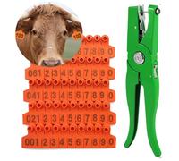 Crotales para Perros. 100 Pcs with Pliers Applicator TPU Cattle Tags for Goat Pigs Calf Hogs Goat Cow Sheep Calf Animal 1-100/101-200(Orange,1 100)