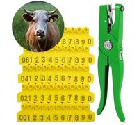 Crotales para Perros. 100 Pcs with Pliers Applicator TPU Cattle Tags for Goat Pigs Calf Hogs Goat Cow Sheep Calf Animal 1-100/101-200(Yellow,301 400)
